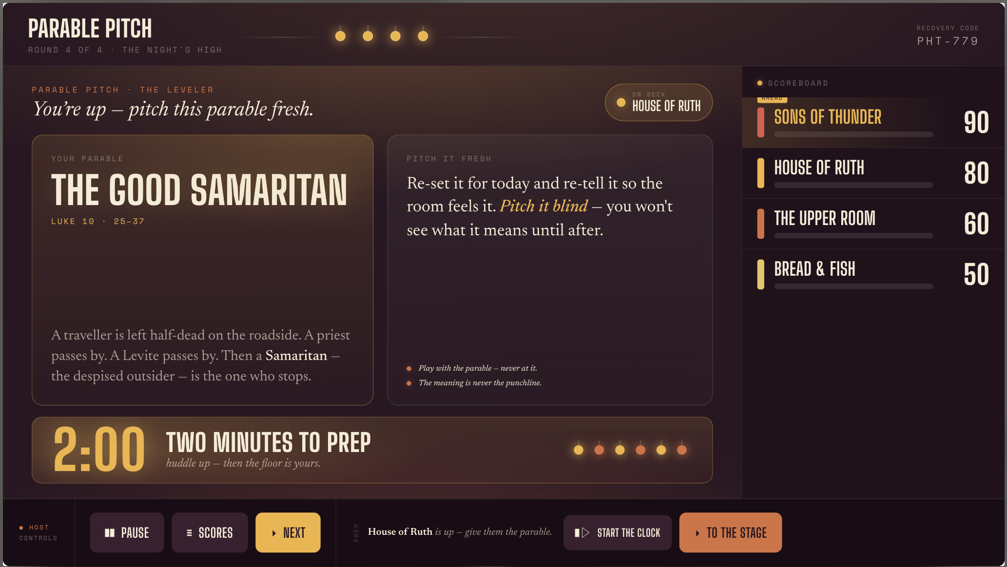 Parable Pitch on screen